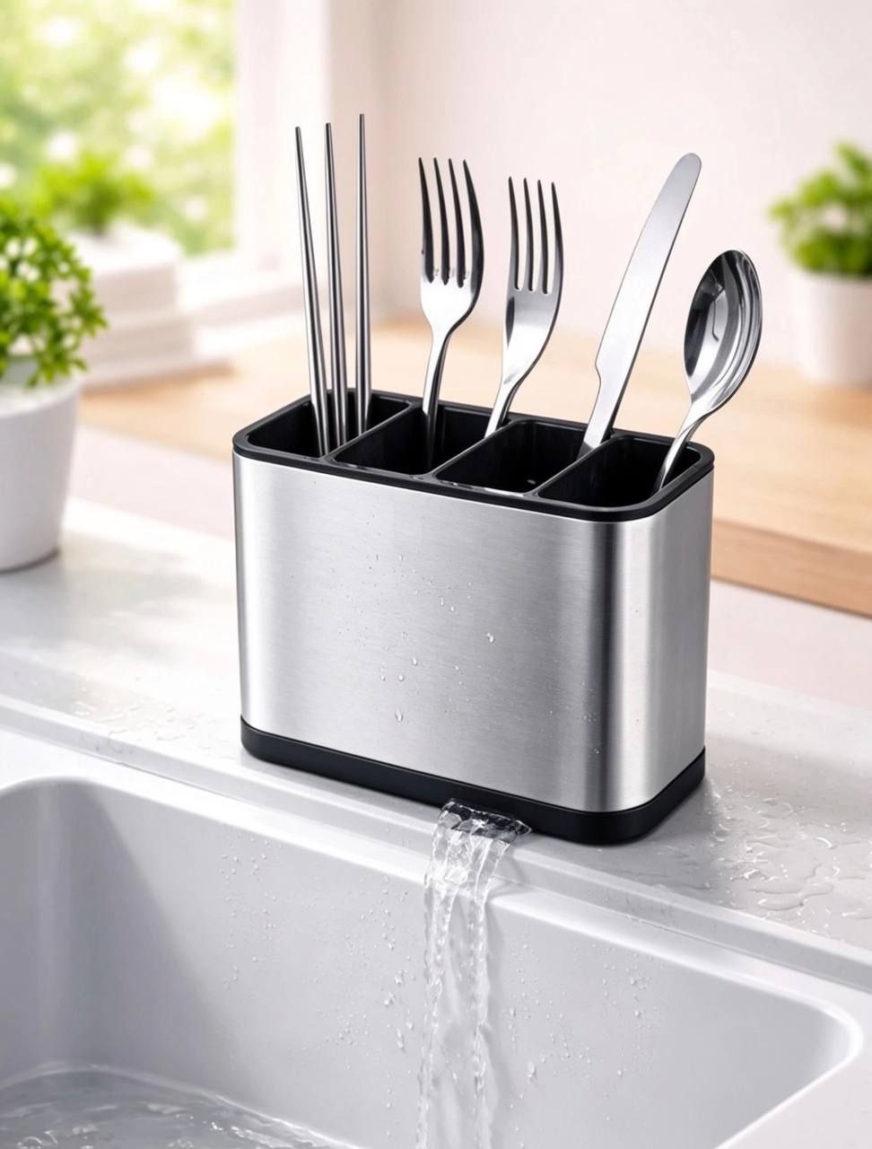 Organizador de Cubiertos en Acero Inoxidable