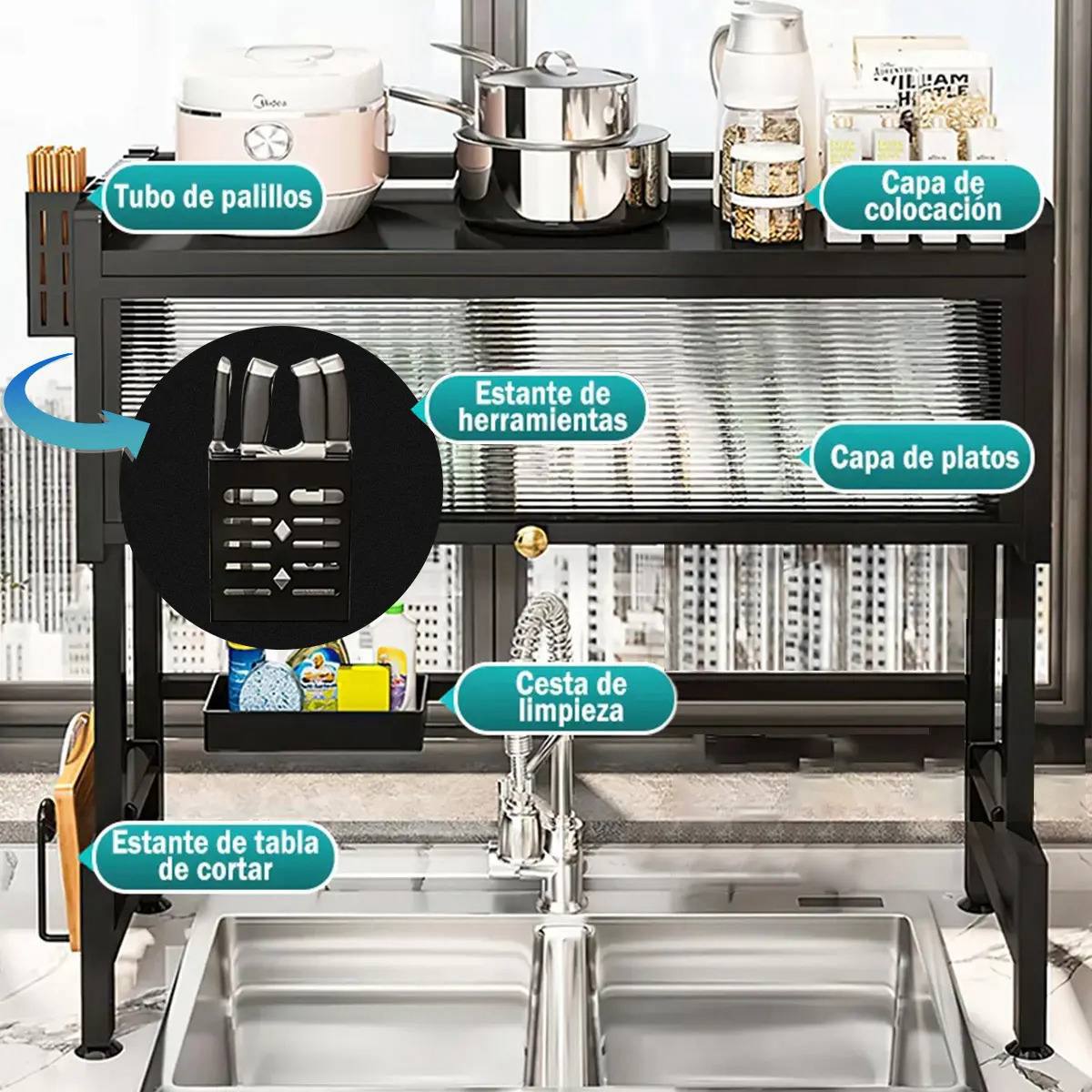 Platera de dos pisos dos  con vitrina