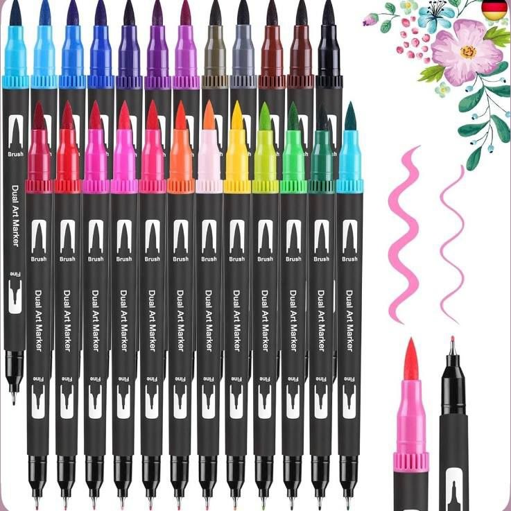 MARCADORES DUAL TIP BRUSH DOBLE PUNTA 12 UNIDADES