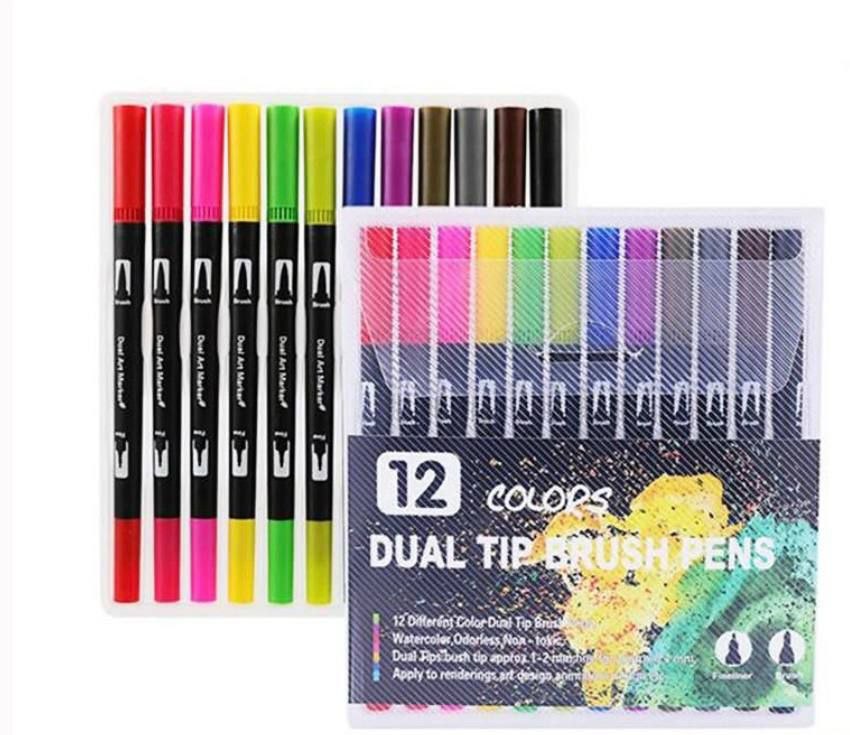 MARCADORES DUAL TIP BRUSH DOBLE PUNTA 12 UNIDADES