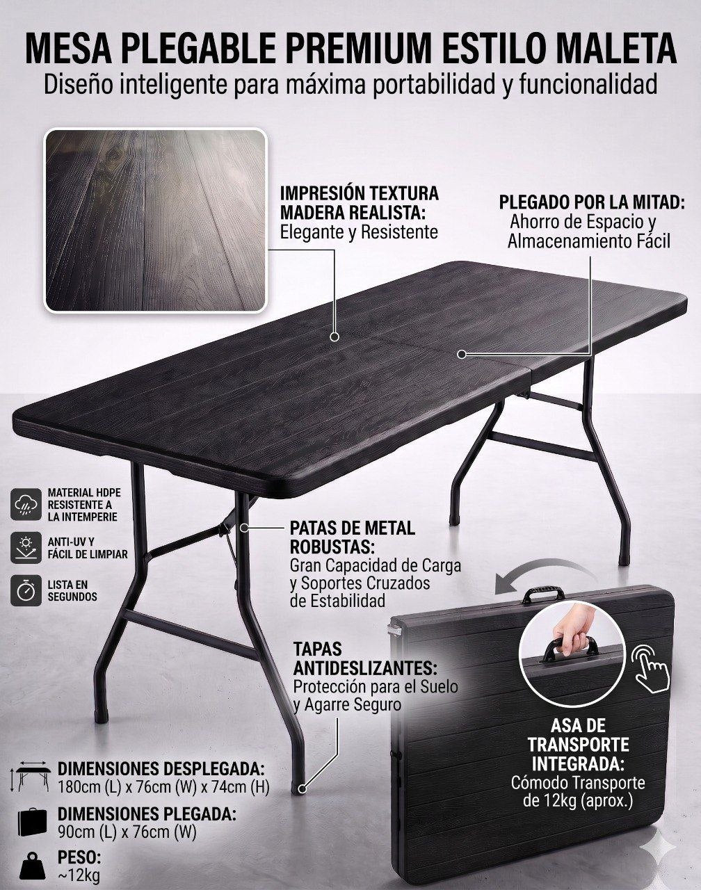 MESA PLEGLABLE NEGRA