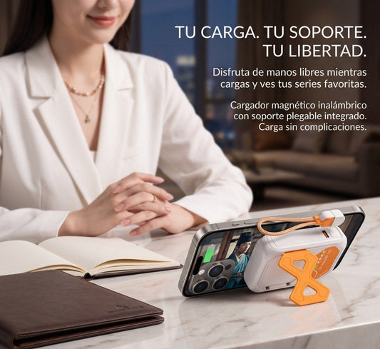 Cargador inalámbrico más soporte para celular