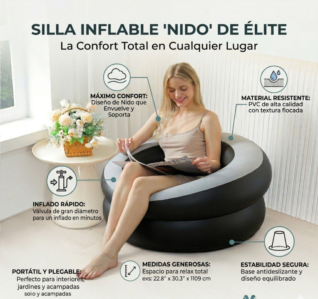 SILLA INFLABLE FORMA DE NIDO COD JY-2612