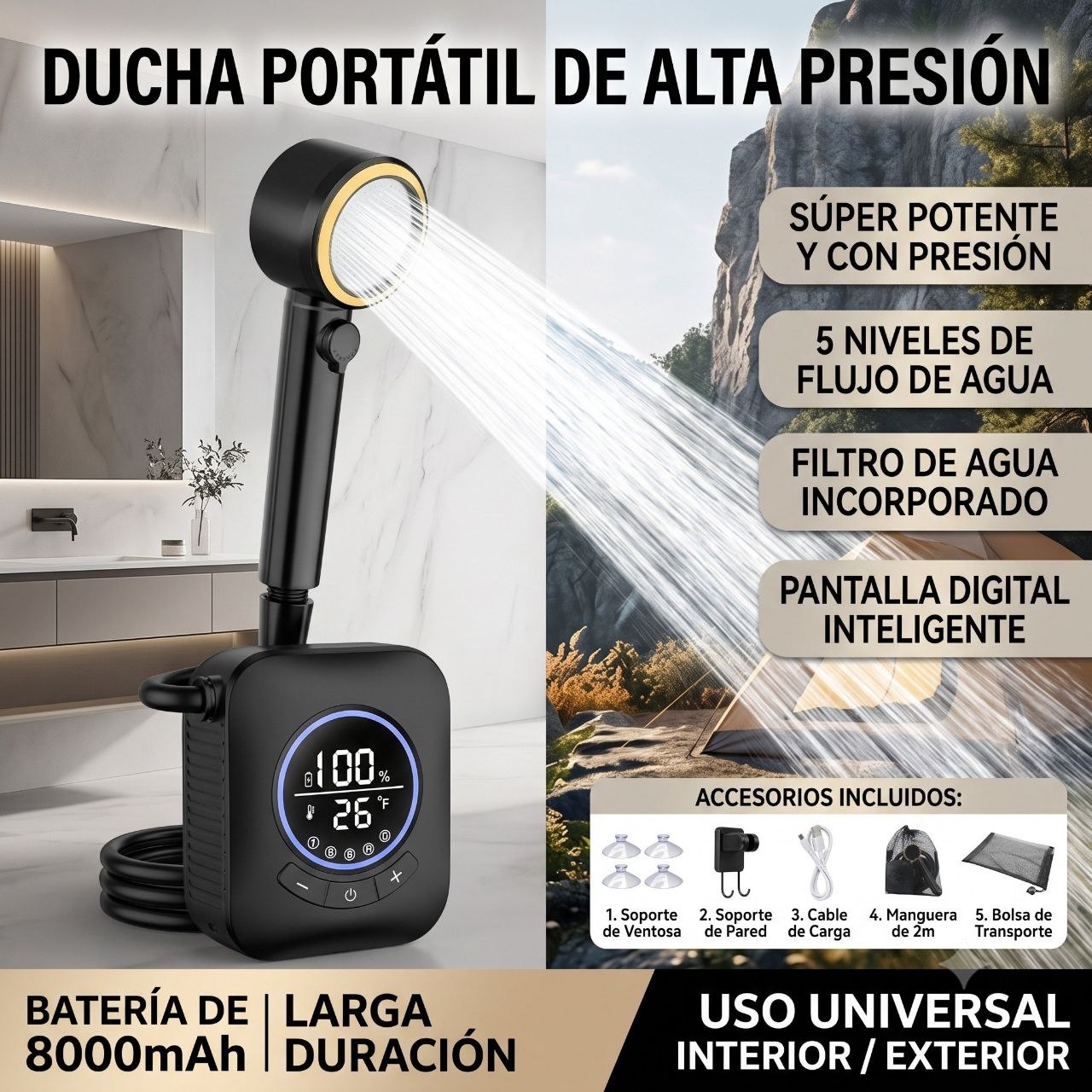DUCHA PORTATIL RECARGABLE JY-2643